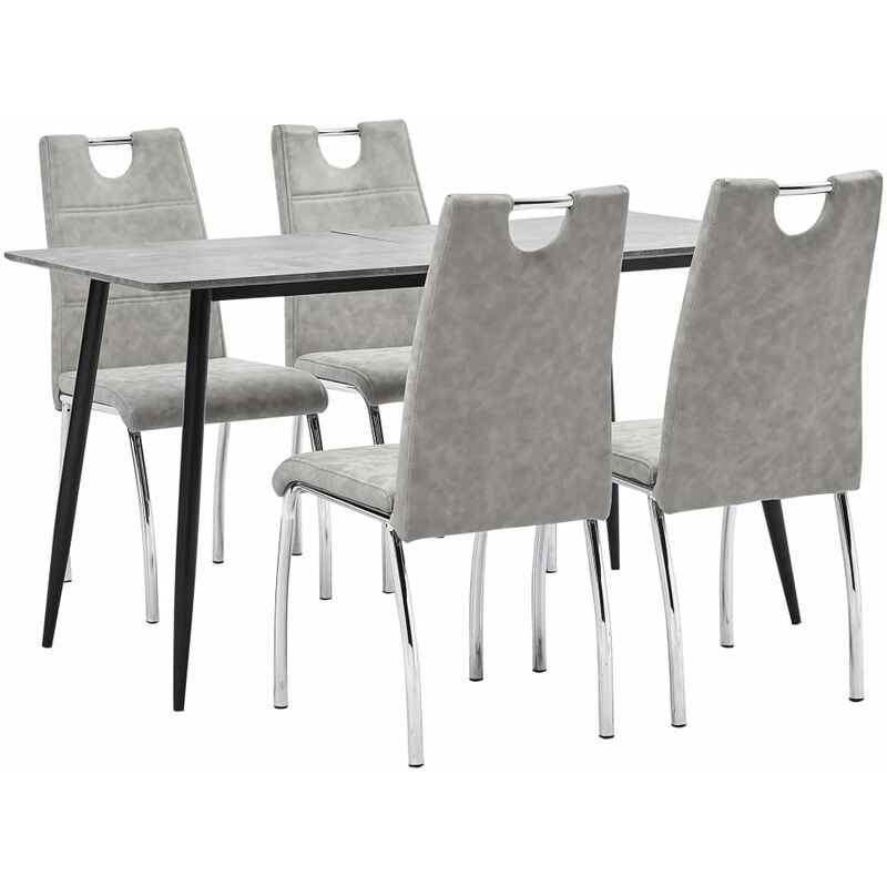 

Juego de comedor 7 piezas cuero sintético gris claro - Hommoo