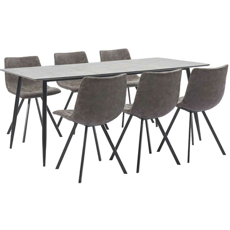 

Hommoo - Juego de comedor 7 piezas cuero sintético marrón