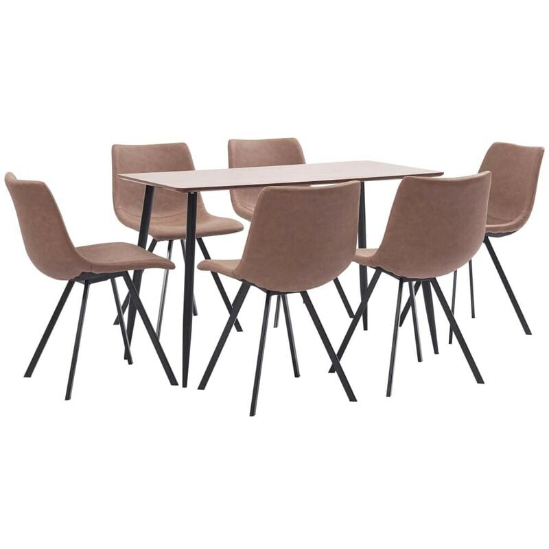 

Juego de comedor 7 piezas cuero sintético marrón intermedio - Hommoo
