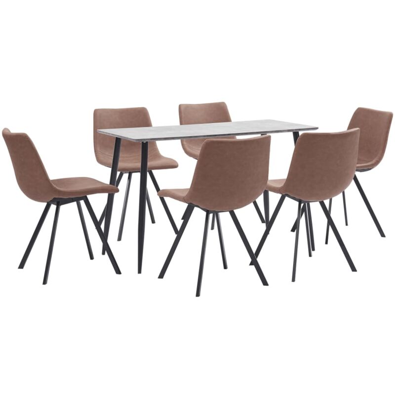 

Juego de comedor 7 piezas cuero sintético marrón intermedio - Hommoo