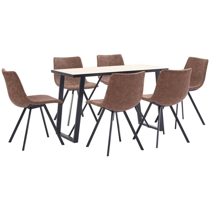 

Juego de comedor 7 piezas cuero sintético marrón intermedio - Hommoo