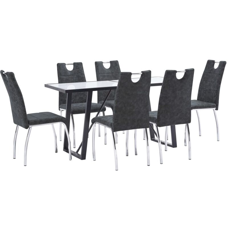 

Hommoo - Juego de comedor 7 piezas cuero sintético negro