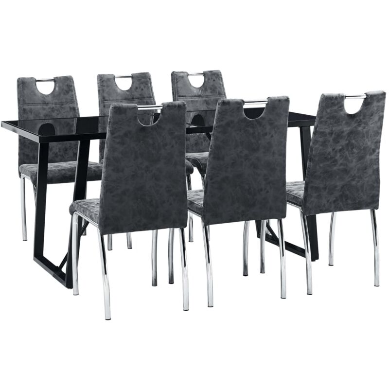 

Hommoo Juego de comedor 7 piezas cuero sintético negro