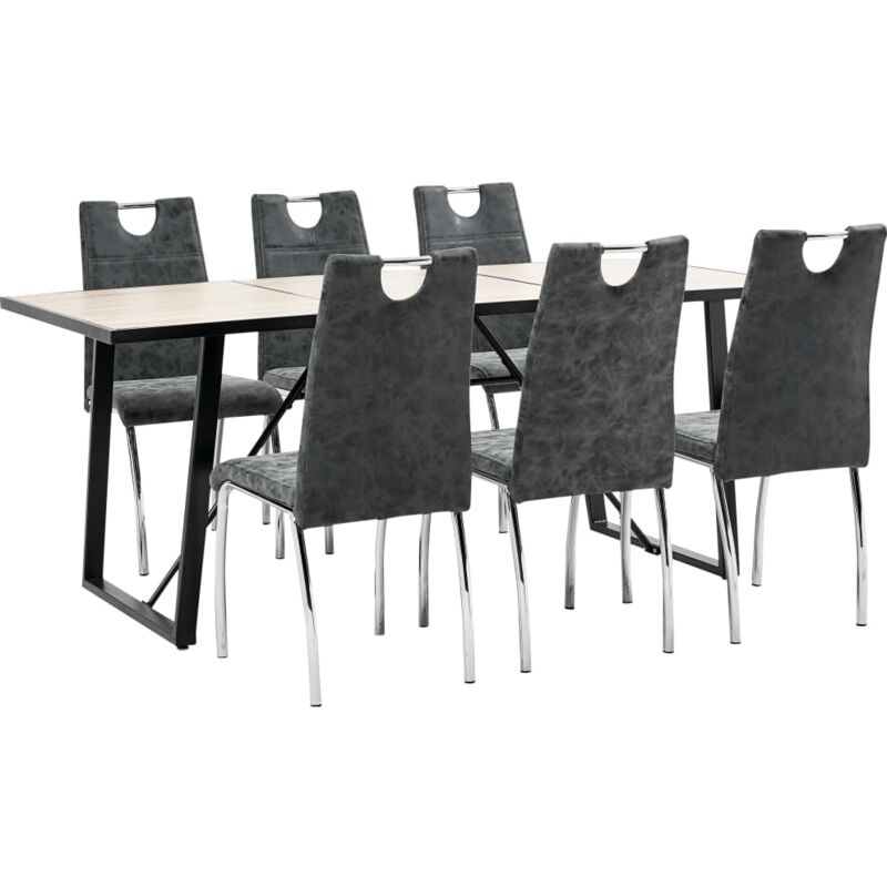 

Hommoo Juego de comedor 7 piezas cuero sintético negro