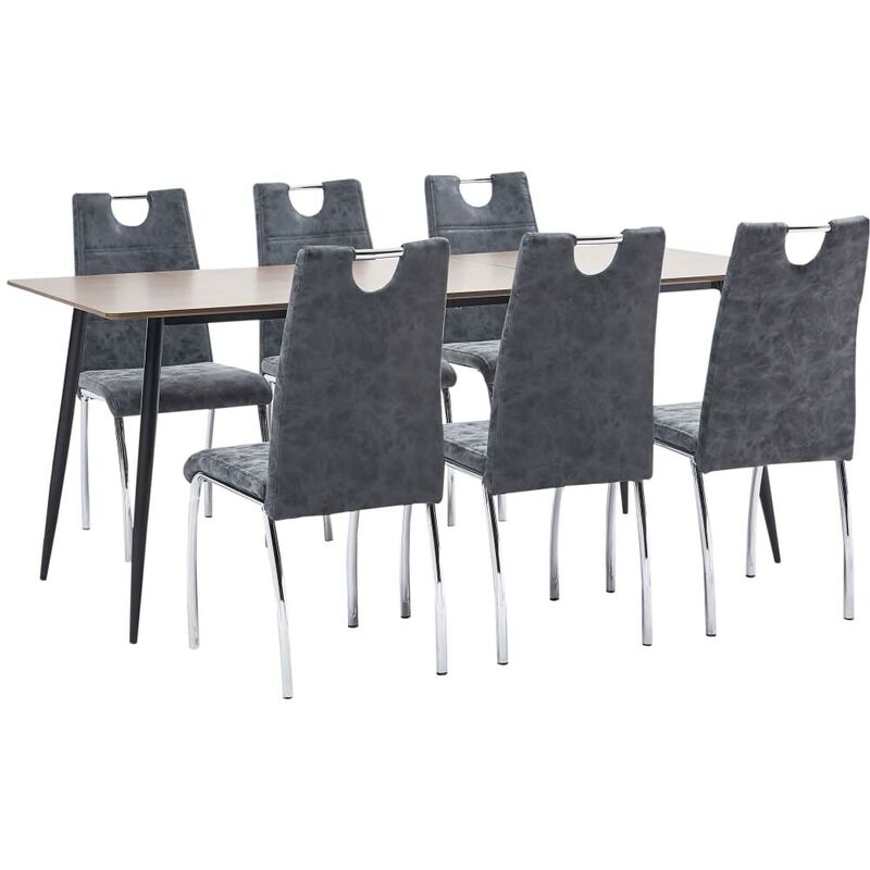 

Hommoo Juego de comedor 7 piezas cuero sintético negro
