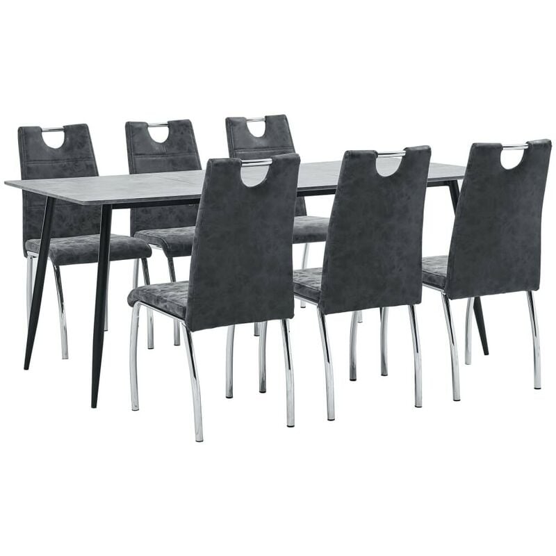 

Hommoo Juego de comedor 7 piezas cuero sintético negro