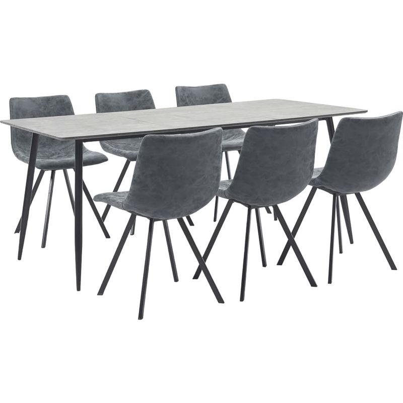 

Hommoo Juego de comedor 7 piezas cuero sintético negro