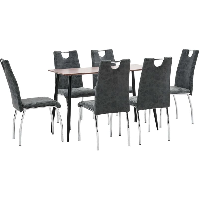 

Hommoo Juego de comedor 7 piezas cuero sintético negro