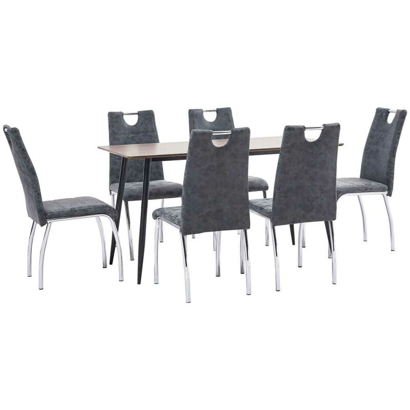 

Juego de comedor 7 piezas cuero sintético negro - Hommoo