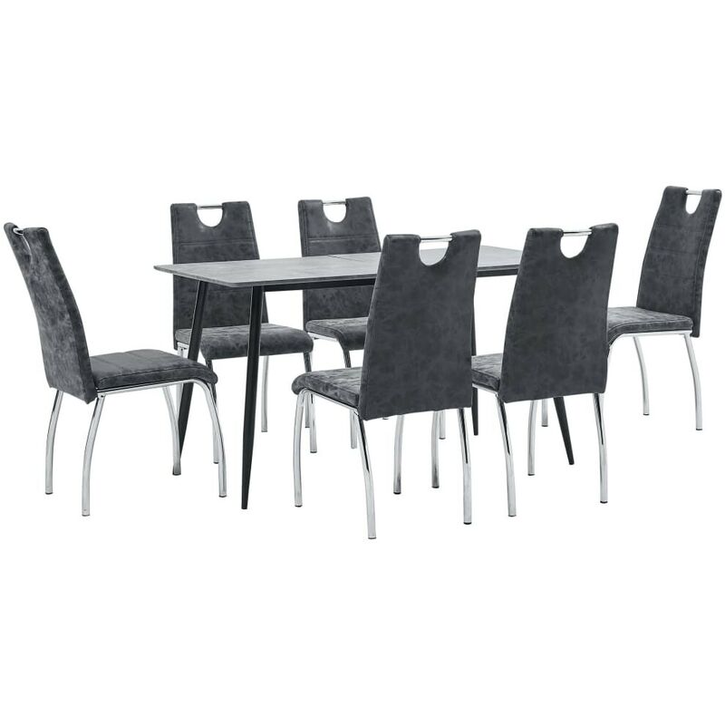 

Juego de comedor 7 piezas cuero sintético negro - Hommoo