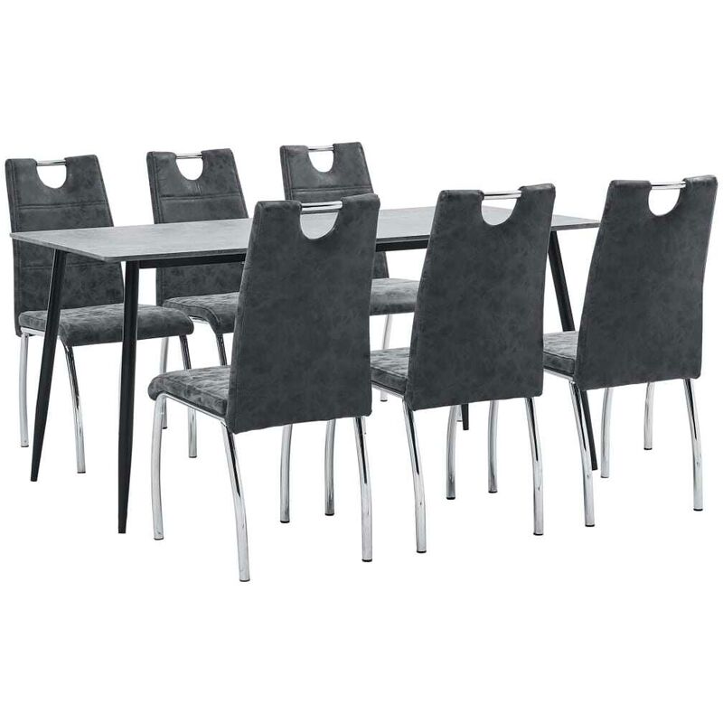 

Hommoo Juego de comedor 7 piezas cuero sintético negro