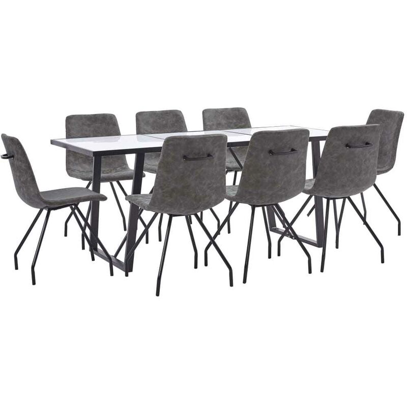 

Juego de comedor 9 piezas cuero sintético marrón oscuro - Hommoo