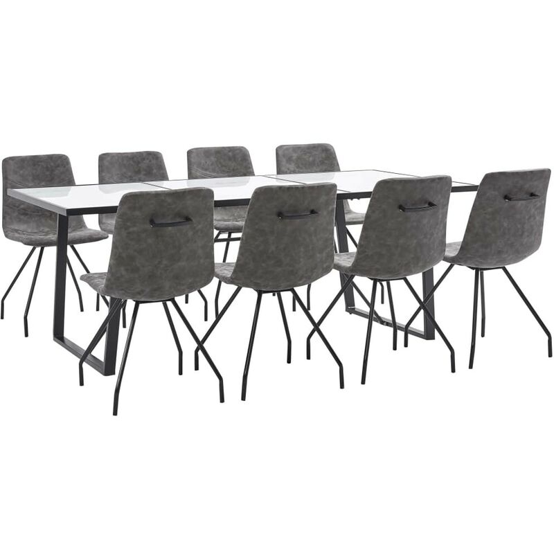 

Juego de comedor 9 piezas cuero sintético marrón oscuro - Hommoo