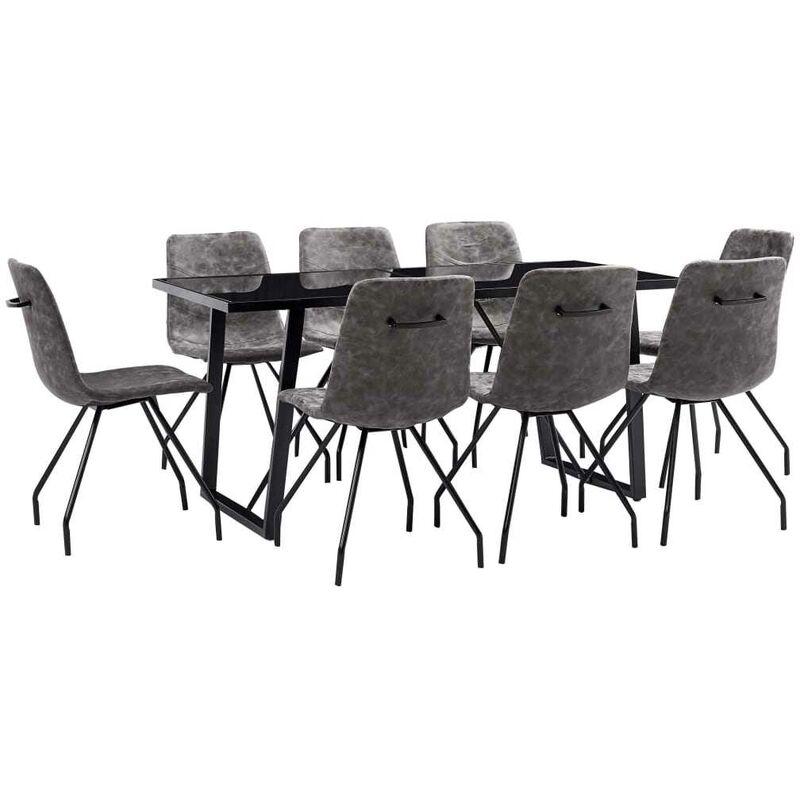 

Hommoo Juego de comedor 9 piezas cuero sintético marrón oscuro