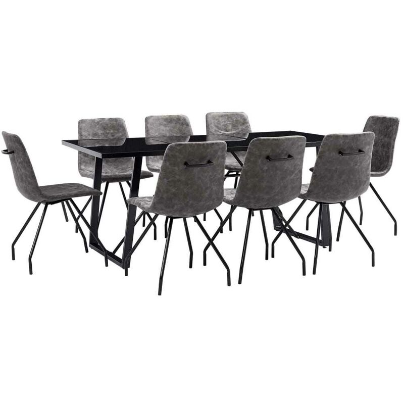 

Hommoo Juego de comedor 9 piezas cuero sintético marrón oscuro
