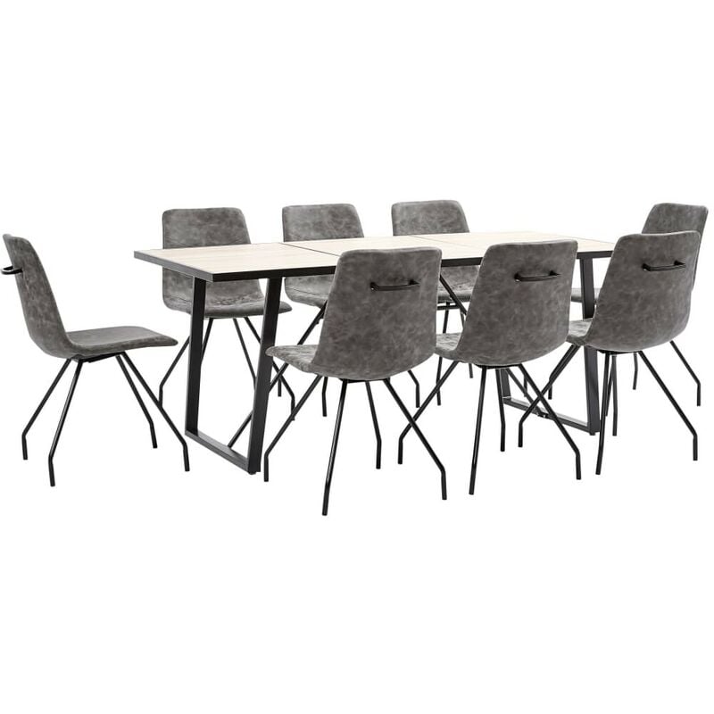 

Juego de comedor 9 piezas cuero sintético marrón oscuro - Hommoo