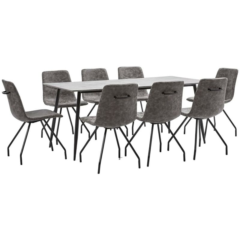

Hommoo Juego de comedor 9 piezas cuero sintético marrón oscuro
