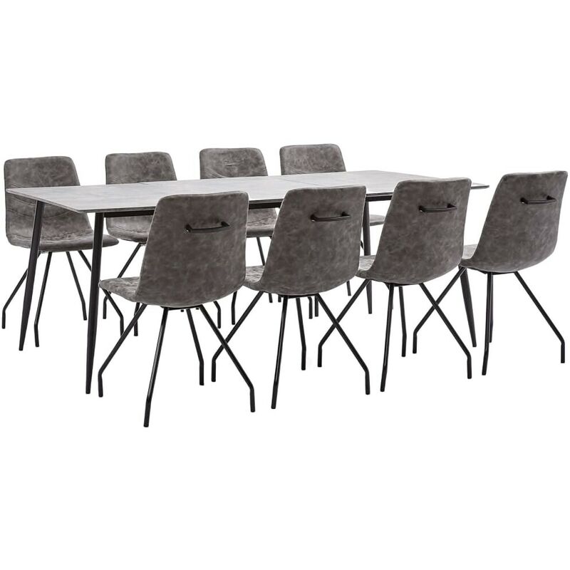 

Hommoo Juego de comedor 9 piezas cuero sintético marrón oscuro