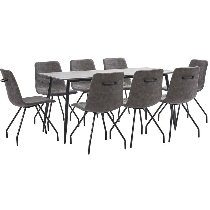 

Hommoo Juego de comedor 9 piezas cuero sintético marrón oscuro