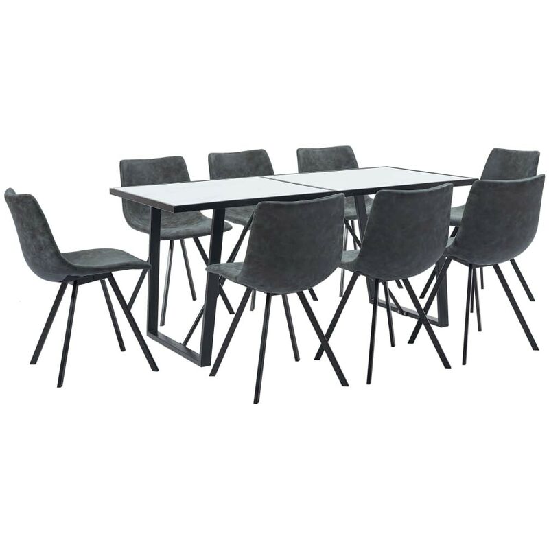 

Hommoo Juego de comedor 9 piezas cuero sintético negro