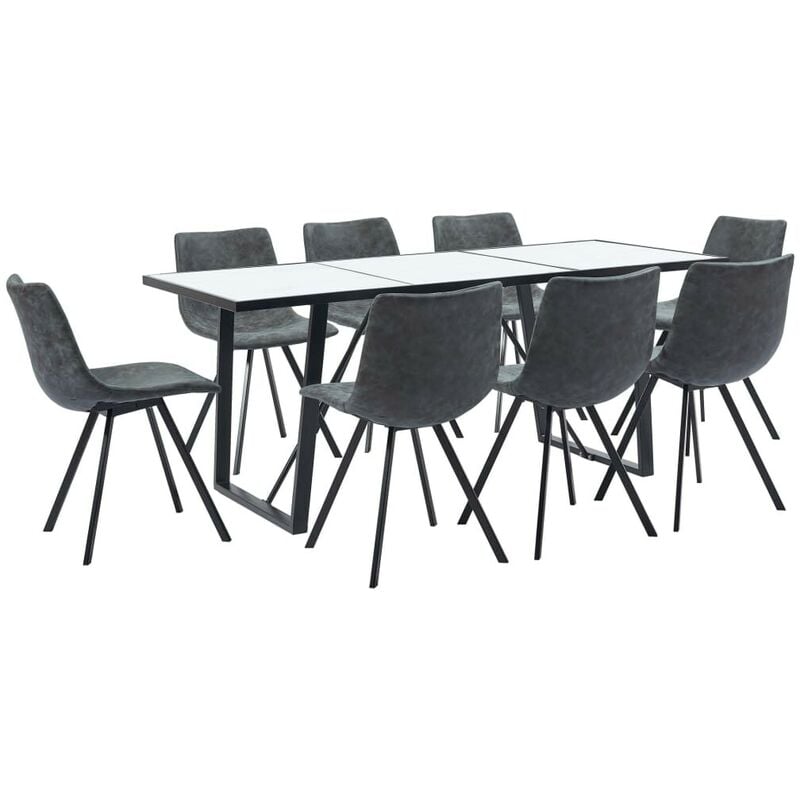 

Hommoo Juego de comedor 9 piezas cuero sintético negro