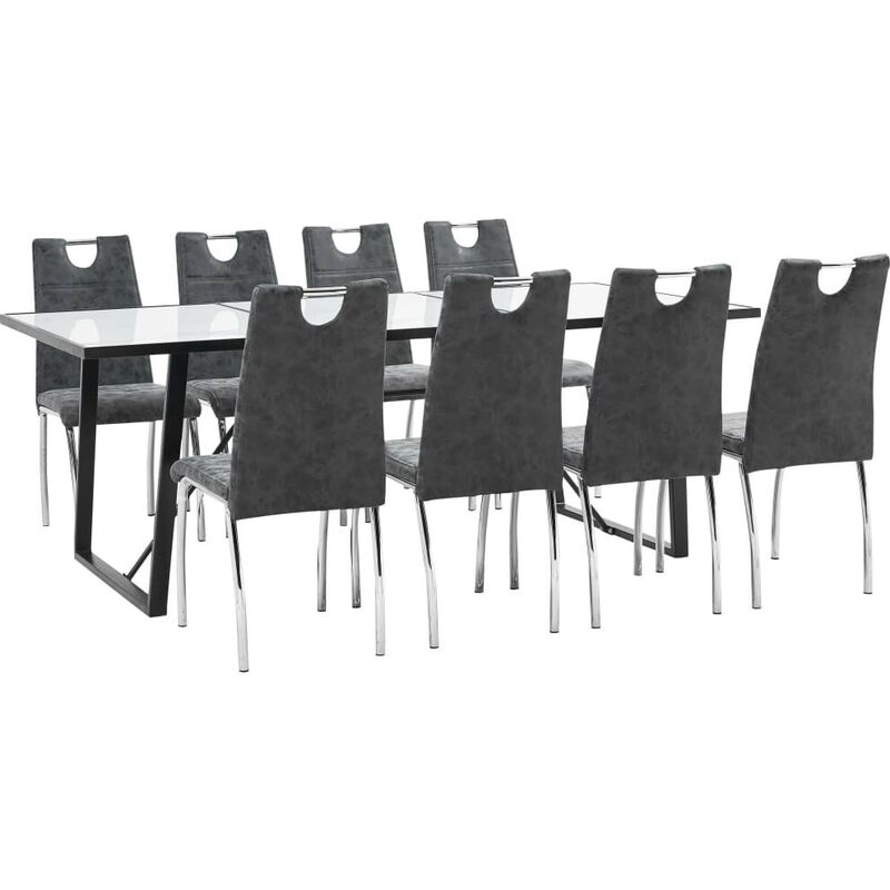 

Hommoo Juego de comedor 9 piezas cuero sintético negro