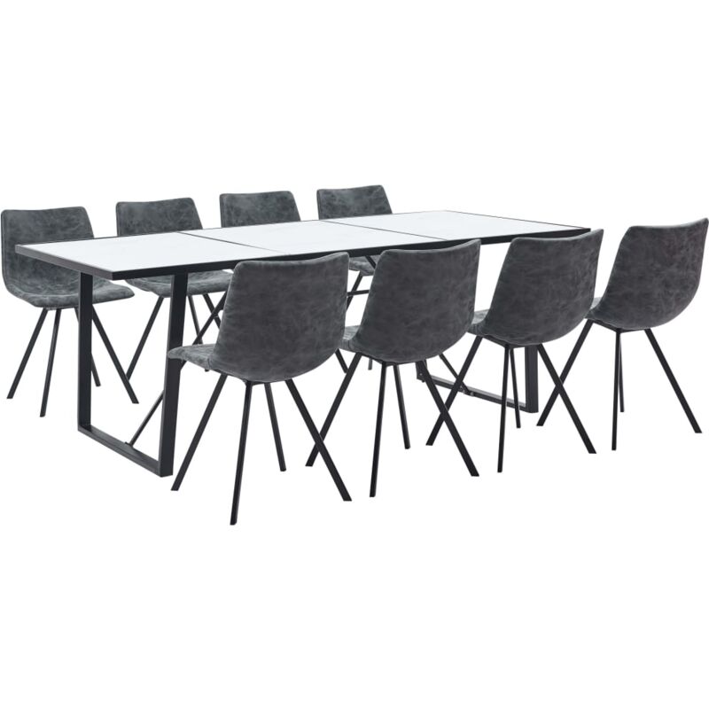 

Hommoo Juego de comedor 9 piezas cuero sintético negro