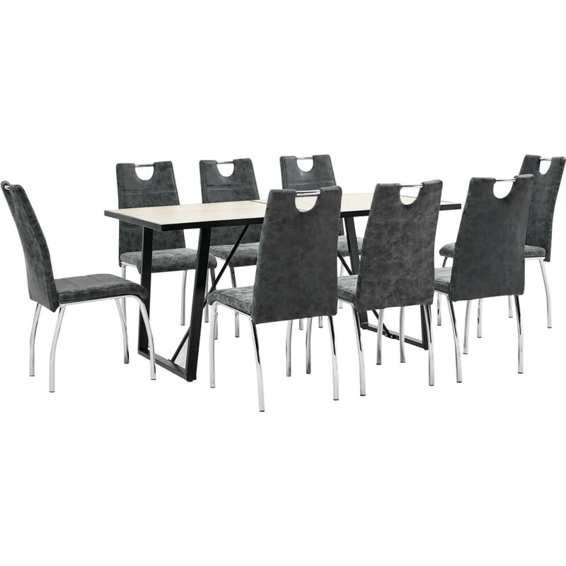 

Hommoo Juego de comedor 9 piezas cuero sintético negro