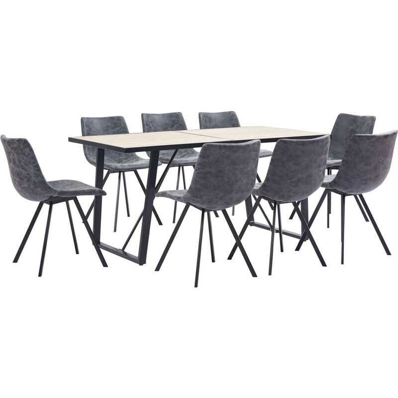 

Hommoo Juego de comedor 9 piezas cuero sintético negro