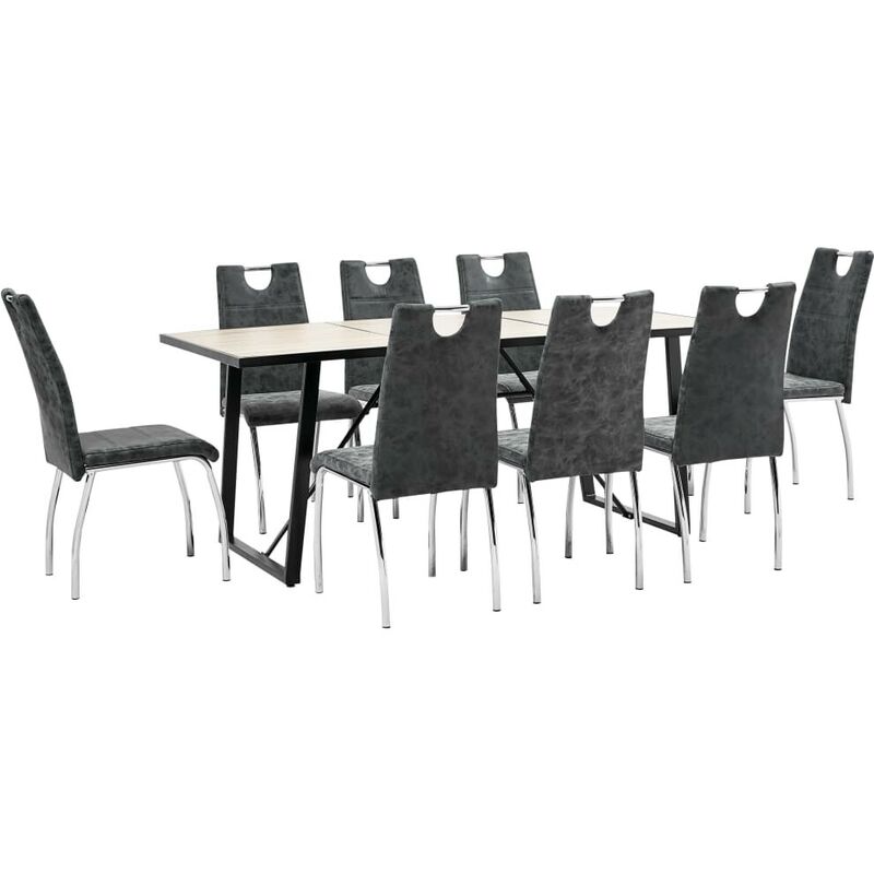 

Hommoo Juego de comedor 9 piezas cuero sintético negro