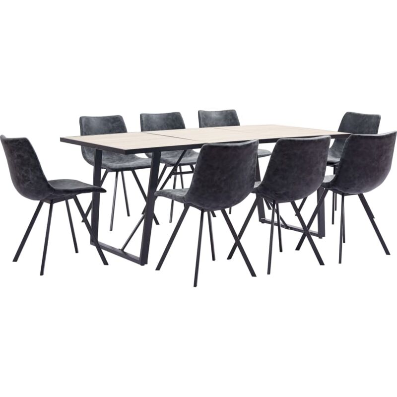 

Hommoo Juego de comedor 9 piezas cuero sintético negro