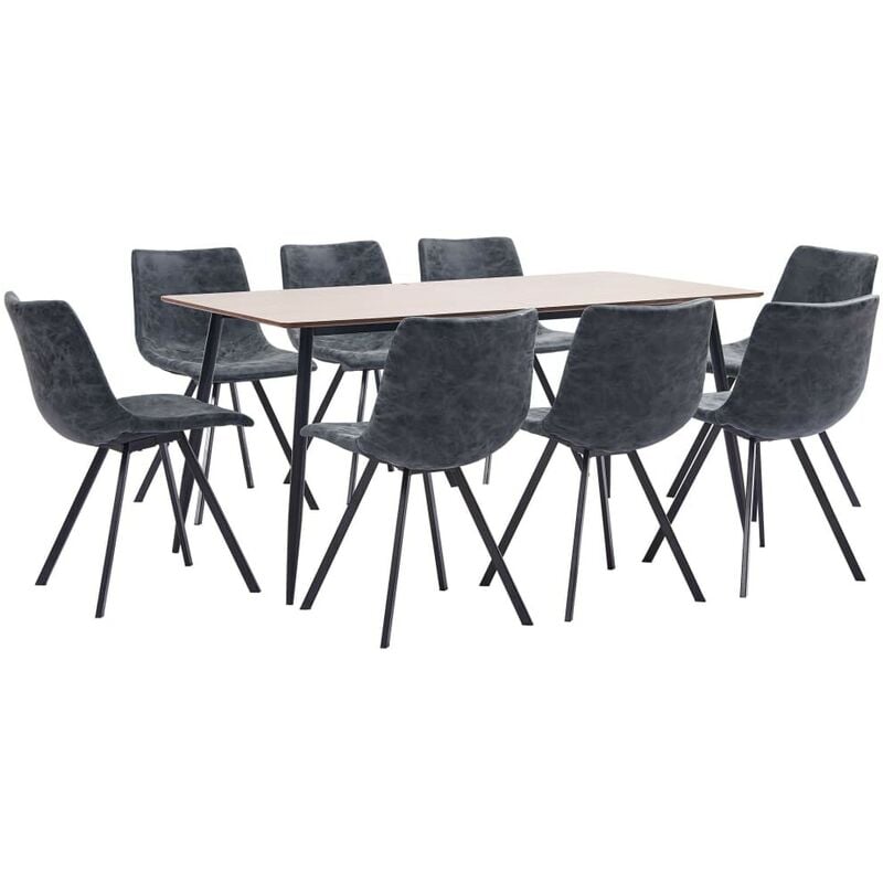 

Hommoo Juego de comedor 9 piezas cuero sintético negro