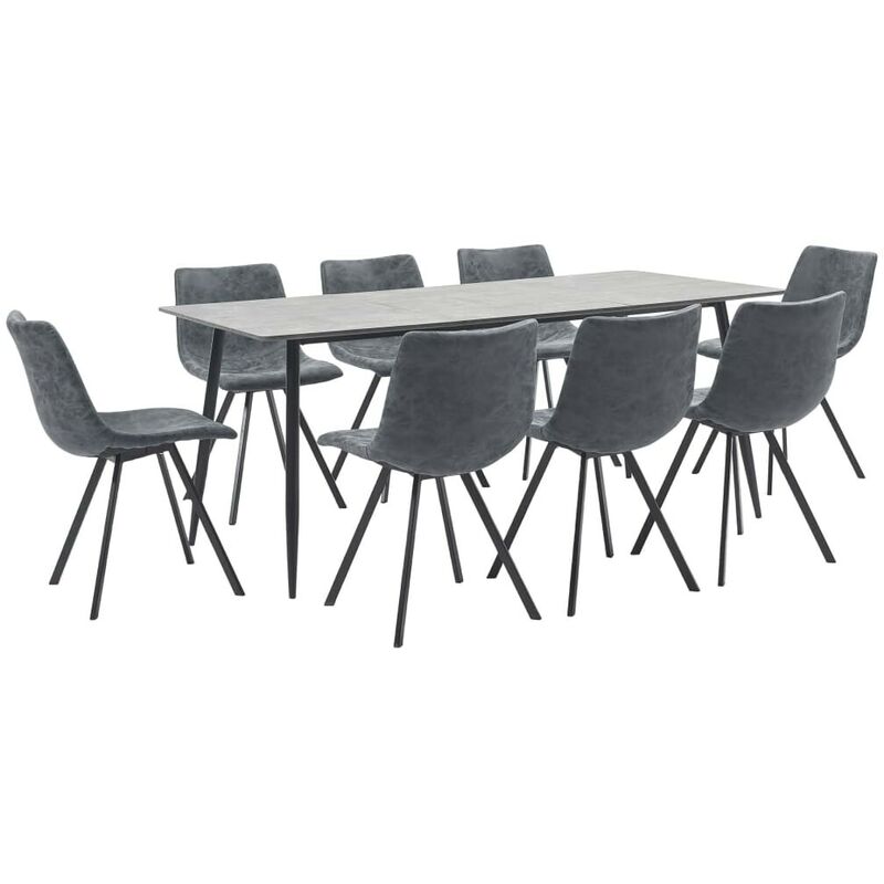 

Hommoo Juego de comedor 9 piezas cuero sintético negro