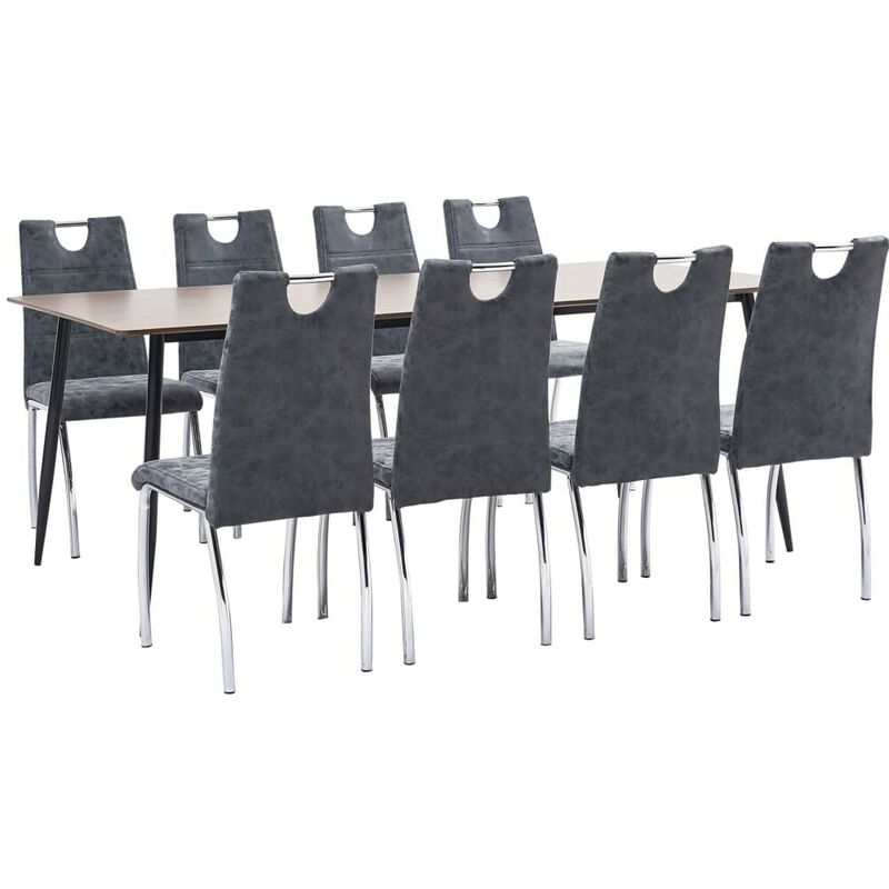 

Hommoo Juego de comedor 9 piezas cuero sintético negro