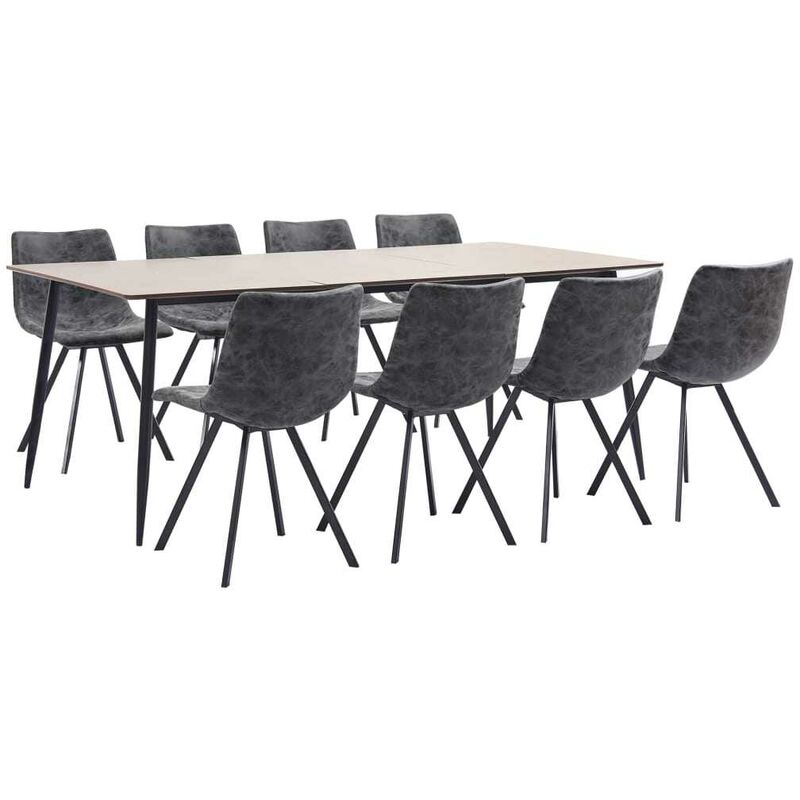 

Hommoo Juego de comedor 9 piezas cuero sintético negro