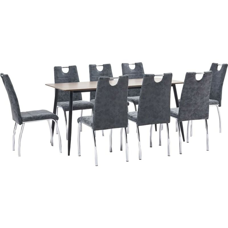 

Hommoo Juego de comedor 9 piezas cuero sintético negro