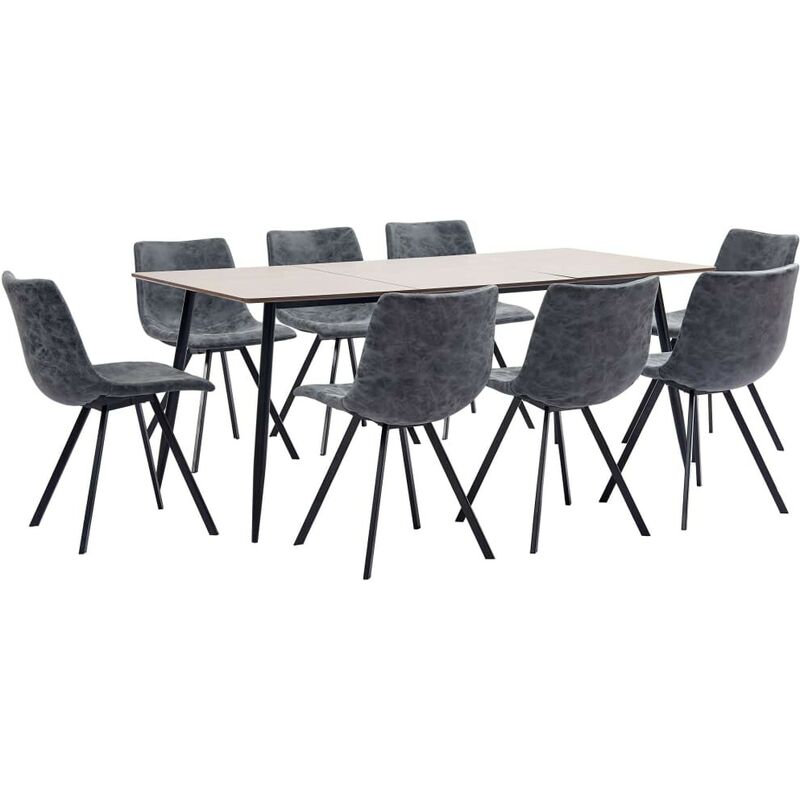 

Hommoo Juego de comedor 9 piezas cuero sintético negro