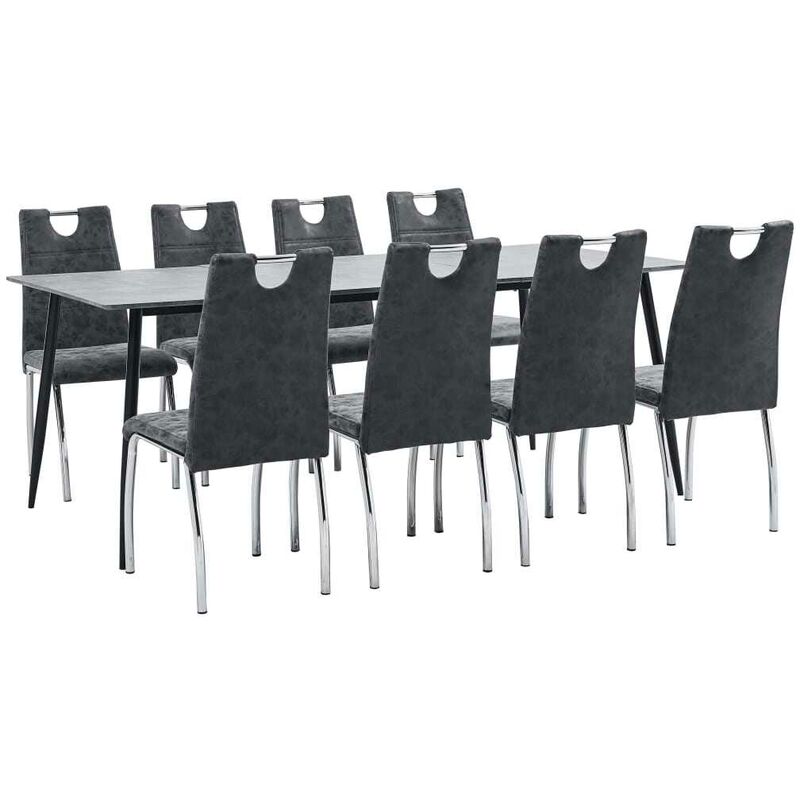 

Hommoo Juego de comedor 9 piezas cuero sintético negro