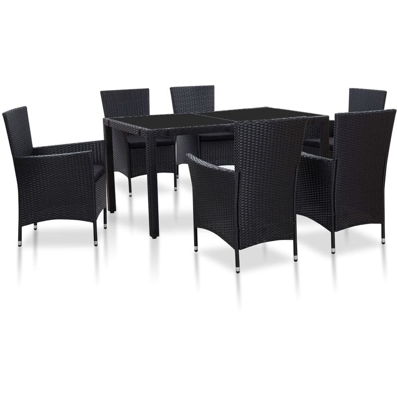 

Juego de comedor de jardín 7 piezas ratán sintético negro - Hommoo