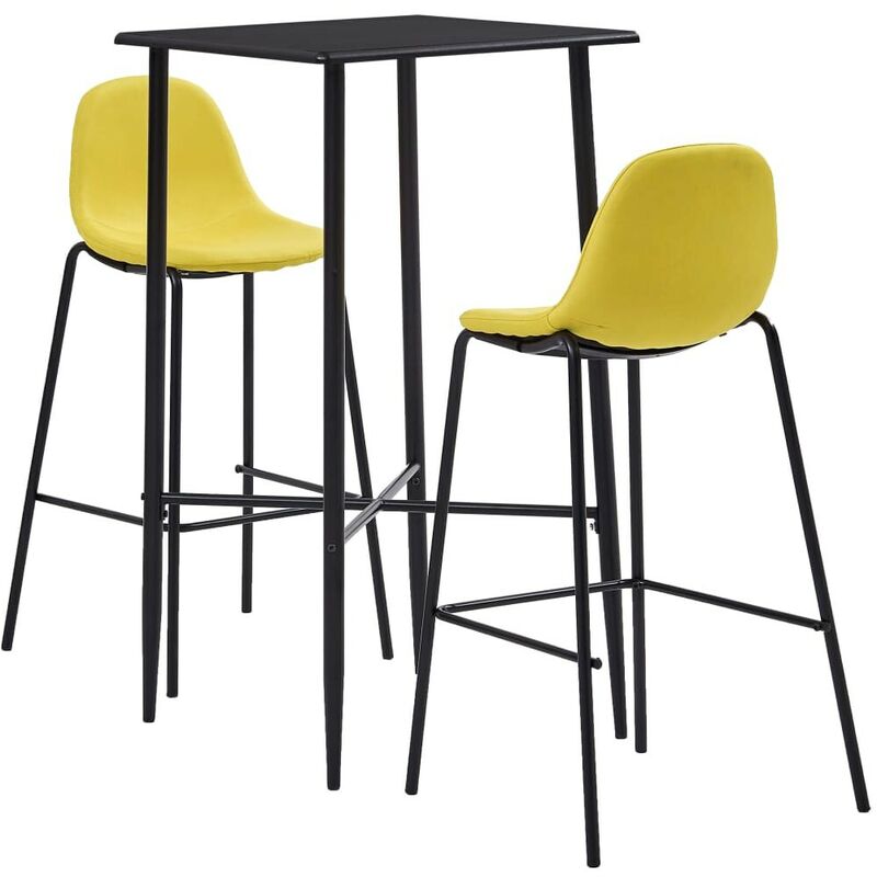 

Juego de mesa alta y taburetes 3 piezas tela amarillo - Hommoo