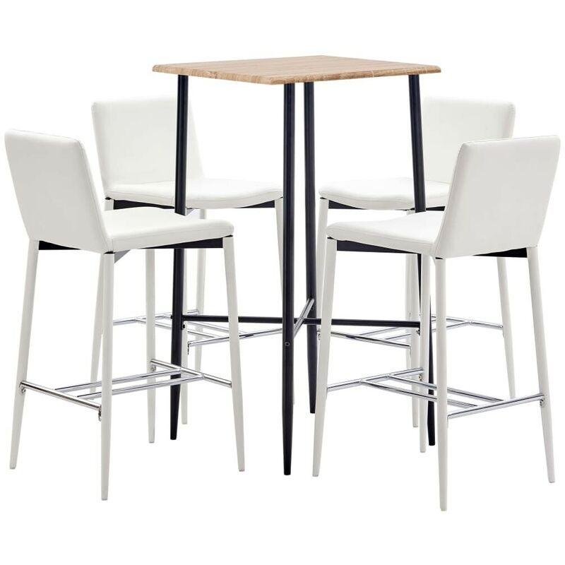

Juego de mesa alta y taburetes 5 piezas cuero sintético blanco - Hommoo
