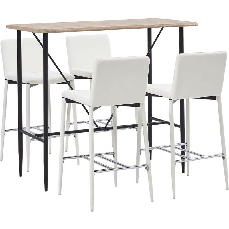 

Hommoo Juego de mesa alta y taburetes 5 piezas cuero sintético blanco