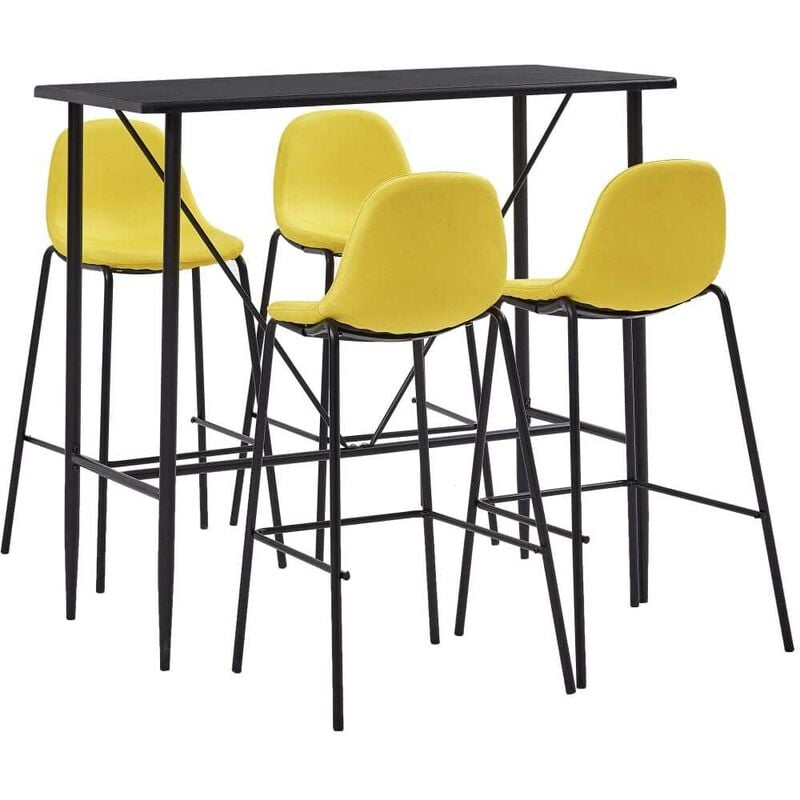 

Juego de mesa alta y taburetes 5 piezas tela amarillo - Hommoo