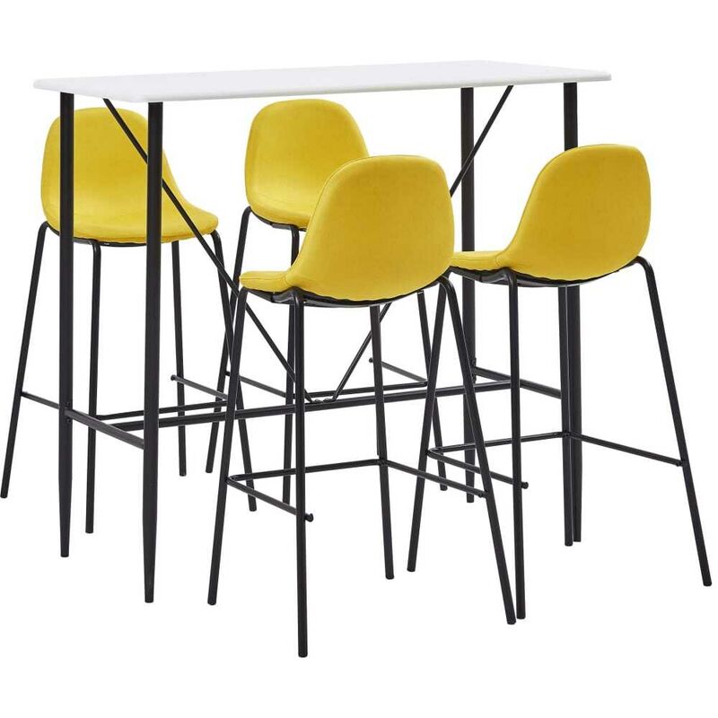

Hommoo Juego de mesa alta y taburetes 5 piezas tela amarillo