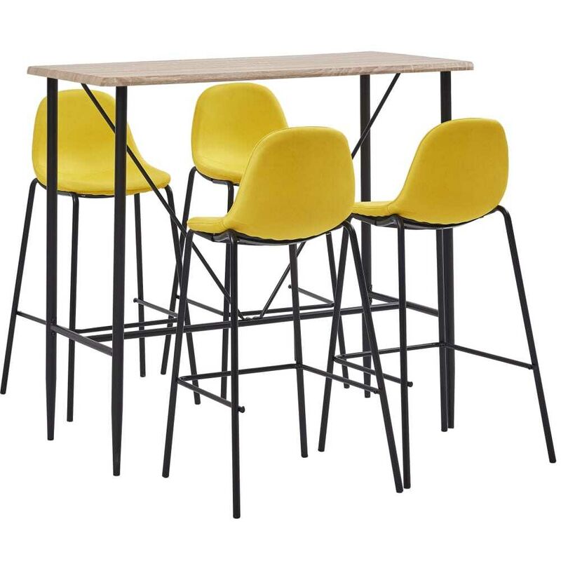 

Juego de mesa alta y taburetes 5 piezas tela amarillo - Hommoo