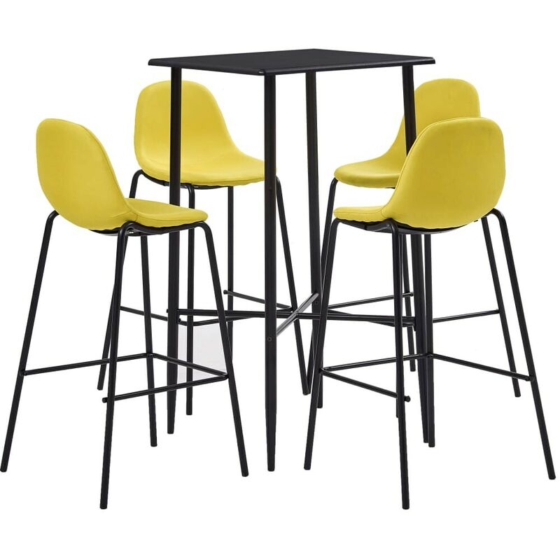 

Juego de mesa alta y taburetes 5 piezas tela amarillo - Hommoo