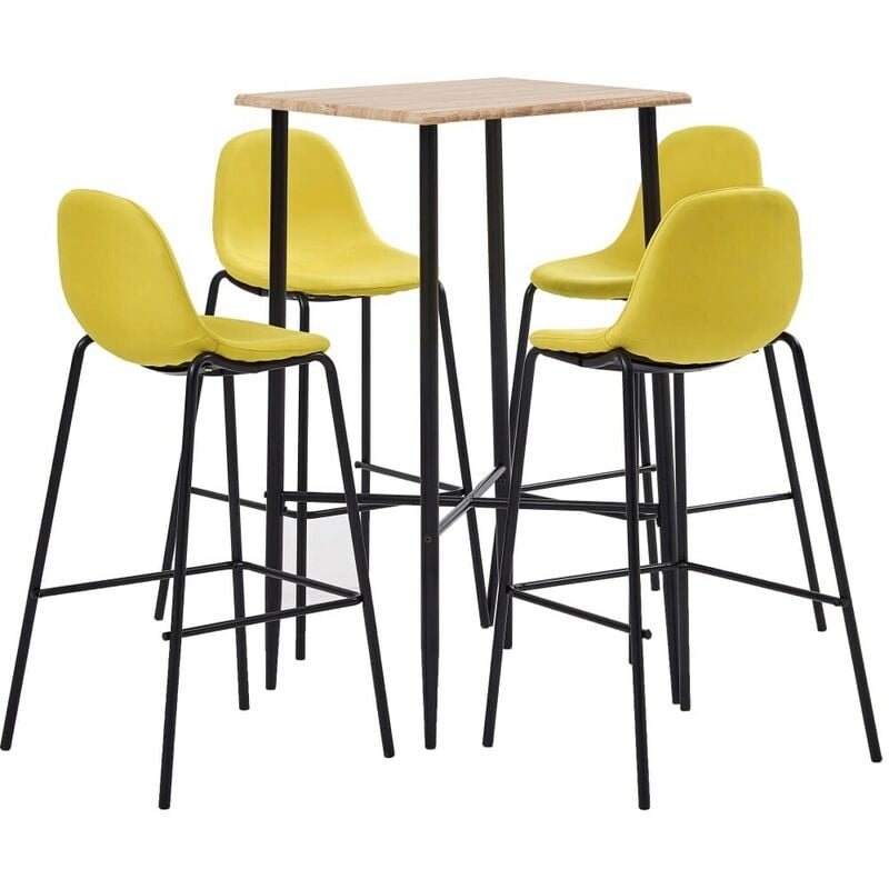 

Juego de mesa alta y taburetes 5 piezas tela amarillo - Hommoo