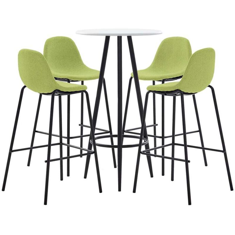 

Juego de mesa alta y taburetes 5 piezas tela verde - Hommoo