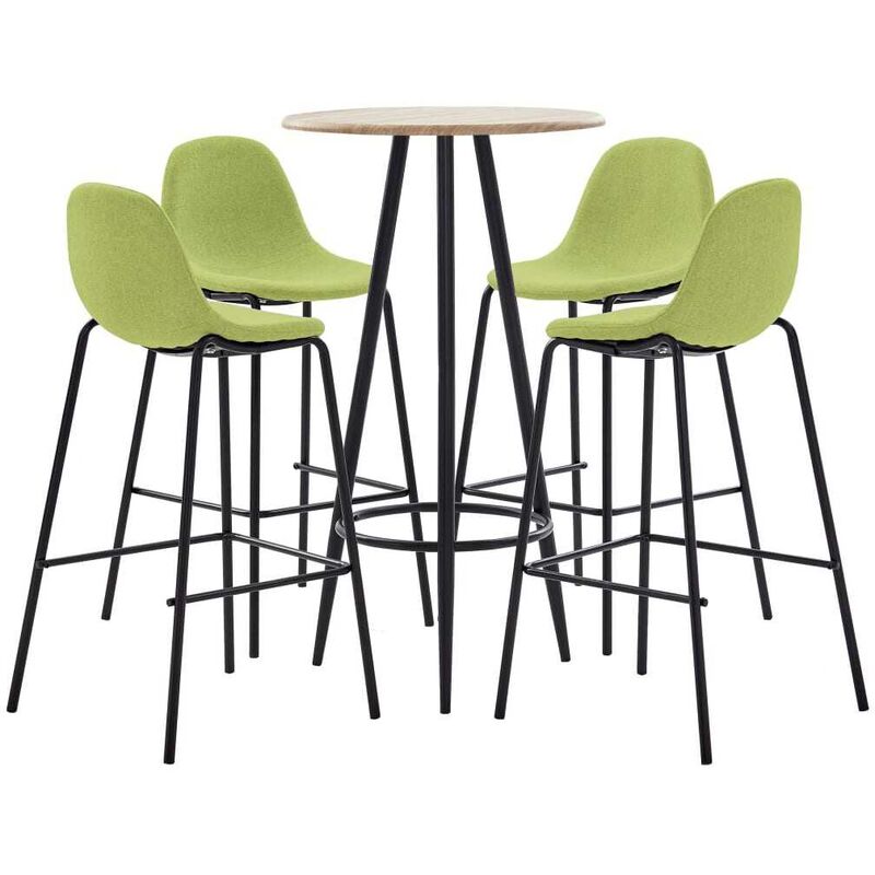 

Juego de mesa alta y taburetes 5 piezas tela verde - Hommoo