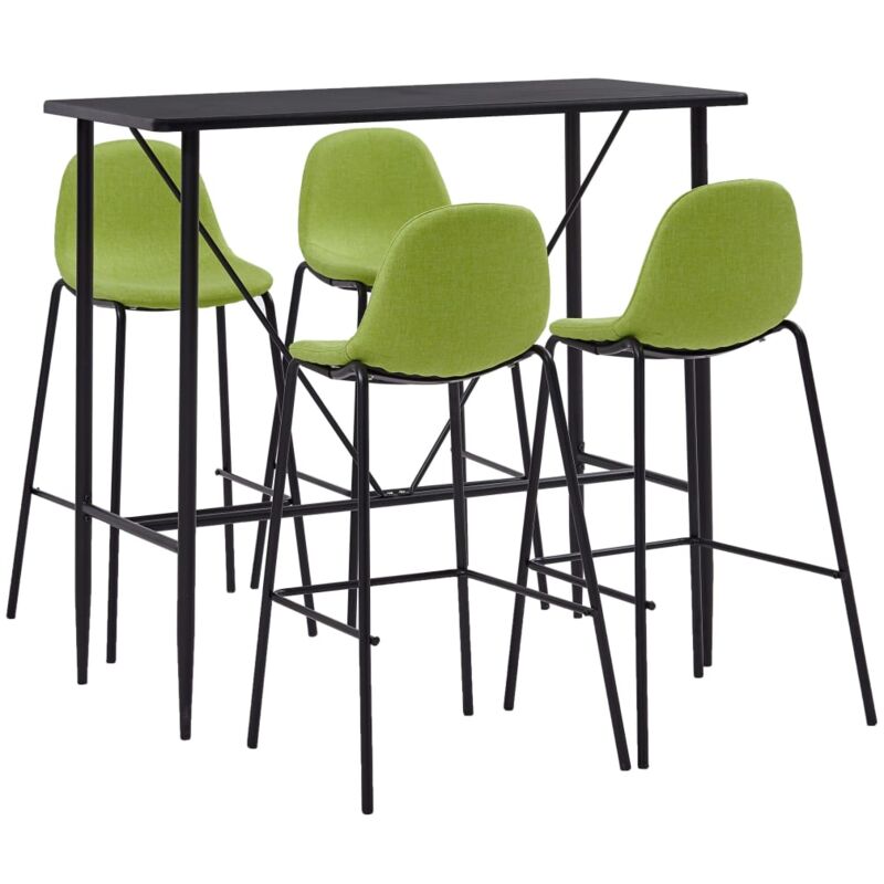 

Hommoo Juego de mesa alta y taburetes 5 piezas tela verde